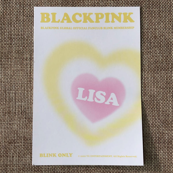 BLACKPINK LISA [Global Official Fanclub BLINK Early Bird] Postcard / New / Gift