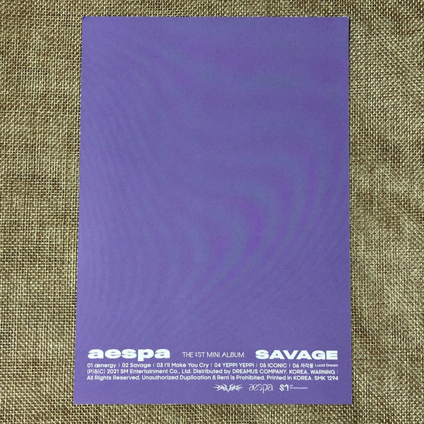 AESPA NINGNING [ SAVAGE ] Official Postcard, 1st Mini / New / Gift