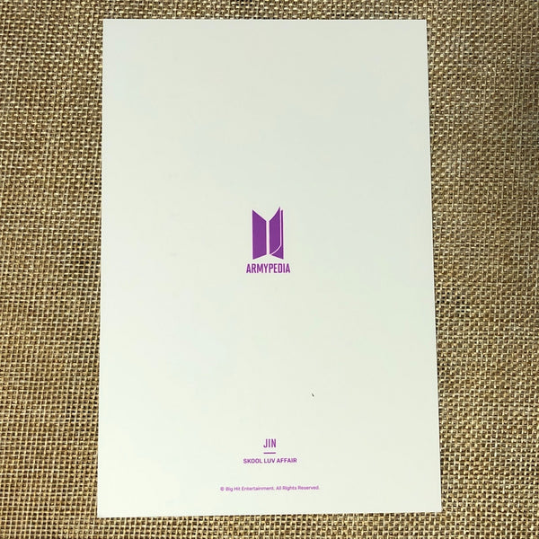 BTS JIN [ Armypedia Skool Luv Affair ] Official Postcard Photocard / New / Gift