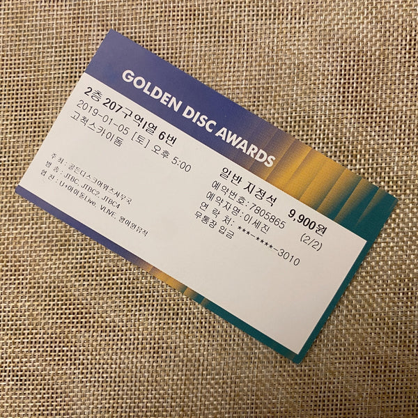 BTS 2019 #2 [ Golden Disc Awards ] Official Concert Ticket / New, Rare / Gift