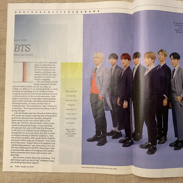 BTS GROUP [ Time Magazine, 2018 October 22 ] / Mint, Rare / Gift