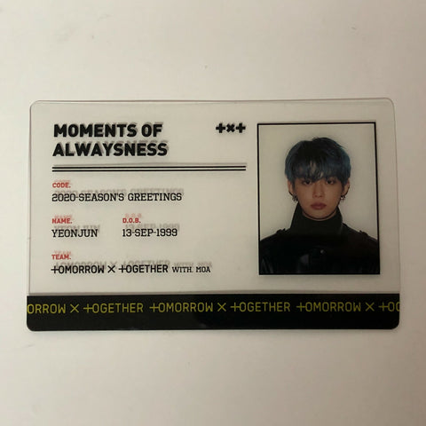 TXT YEONJUN [ 2020 Season's Greetings ] Official ID Card Photocard / New / Gift