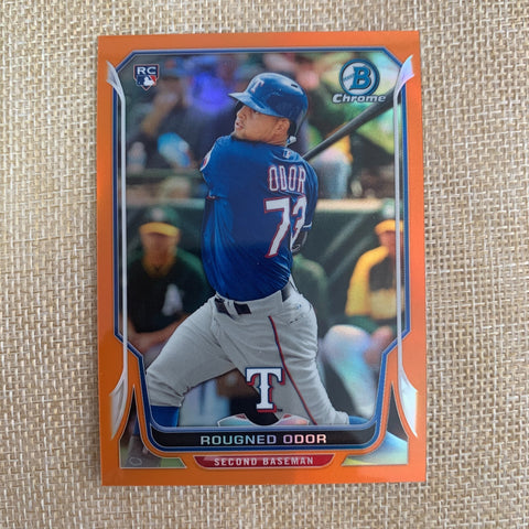 2014 Bowman Chrome Orange Refractor #23 Rougned Odor 9 of 25 / Mint / Gift