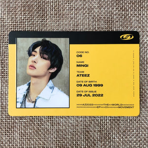 ATEEZ MINGI [THE WORLD EP.1 : MOVEMENT] Official ID Photocard, Diary / Gift