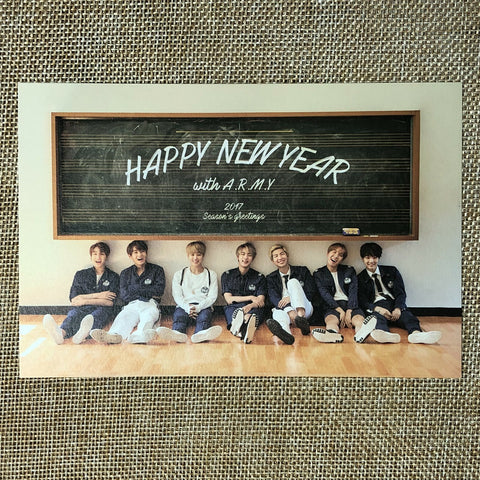 BTS GROUP [ 2017 Season's Greetings ] Official Message Postcard / New / Gift