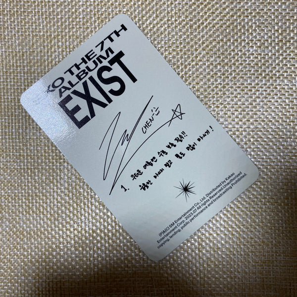 EXO CHEN [ EXIST ] Official Photocard, Photobook Ver 7th Album / New / Gift