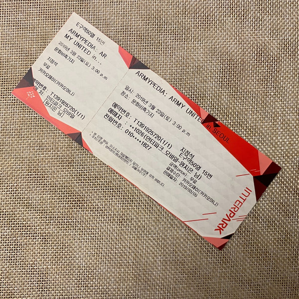 BTS 2019 #3 [ARMYPEDIA ARMY UNITED in SEOUL] Concert Ticket / Mint, Rare / Gift