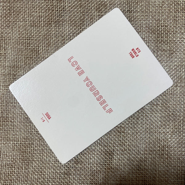 BTS SUGA 1/8 [Love Yourself World Tour] Official Mini Photocard / New, Rare /+G