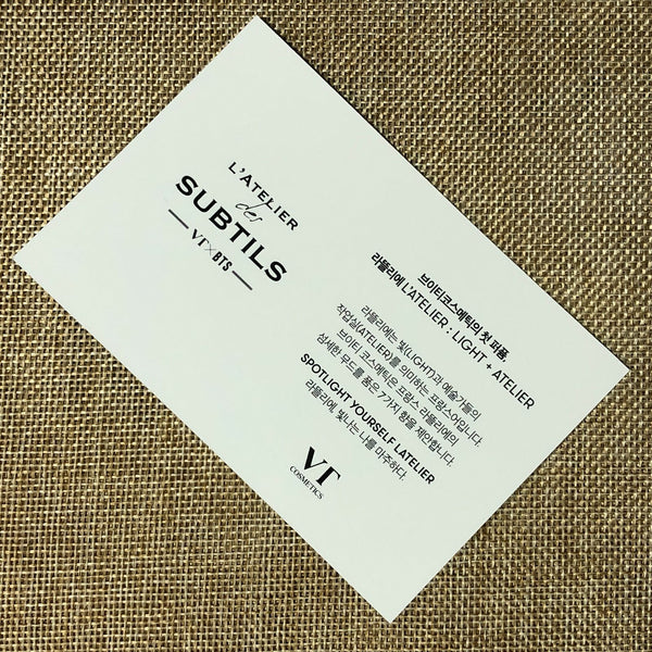 BTS GROUP [ VT Cosmetics L'atelier Des Subtils ] Official Postcard / New / Gift
