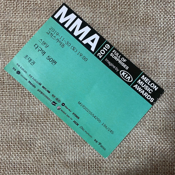 BTS 2019 #2 [MMA Melon Music Awards] Official Concert Ticket / New, Rare / Gift