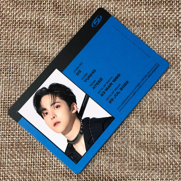 ATEEZ YUNHO [THE WORLD EP.1 : MOVEMENT] Official ID Card Photocard, A Ver. /+G