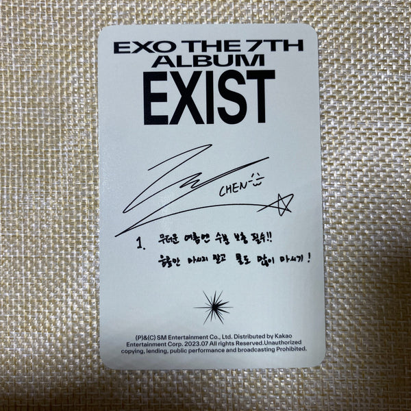 EXO CHEN [ EXIST ] Official Photocard, Photobook Ver 7th Album / New / Gift