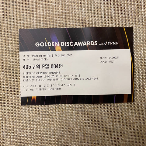 BTS 2020 #2 [ Golden Disc Awards ] Official Concert Ticket / Mint, Rare / Gift