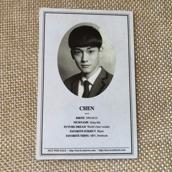 EXO CHEN [ XOXO Wolf ] Official Photocard, Student ID Card / New, Rare / Gift