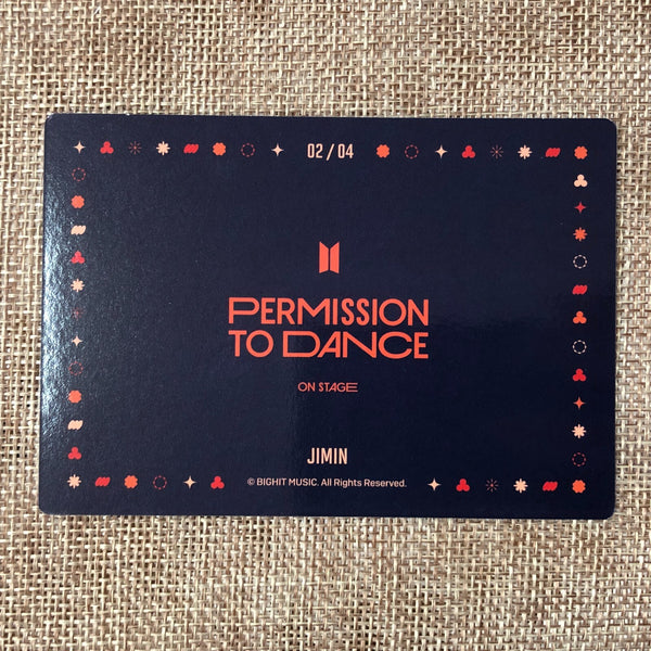 BTS JIMIN 2/4 [PTD PERMISSION TO DANCE ON STAGE] Official Mini Photocard / Gift