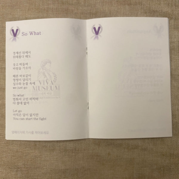 BTS V [ VIVA MUSEUM Exhibition ] Writing Book, RealV / New, Rare / Gift