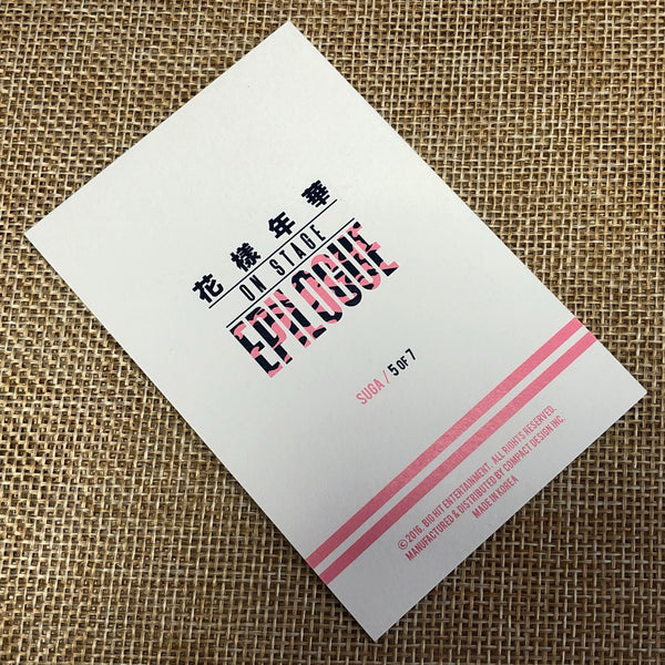 BTS SUGA 5/7 [HYYH On Stage Epilogue Concert] Official Mini Photocard / Gift
