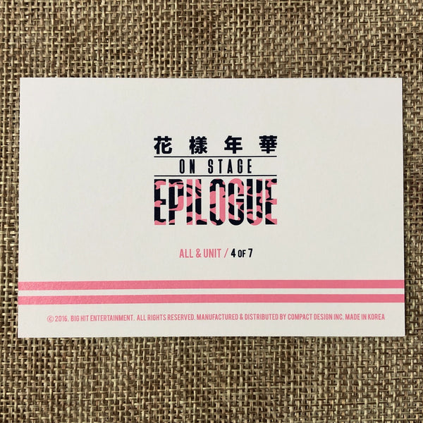 BTS GROUP 4/7 [HYYH On Stage Epilogue Concert] Official Mini Photocard / Gift