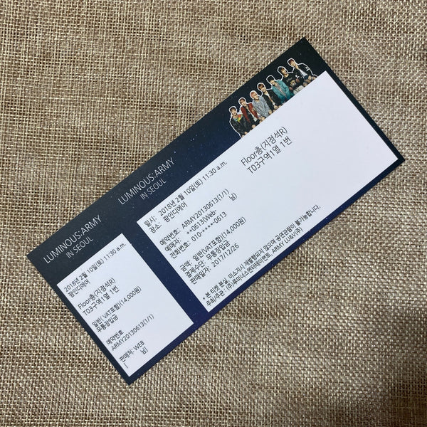 BTS 2018 [ LUMINOUS ARMY Seoul ] Official Concert Ticket / New, Rare / Gift