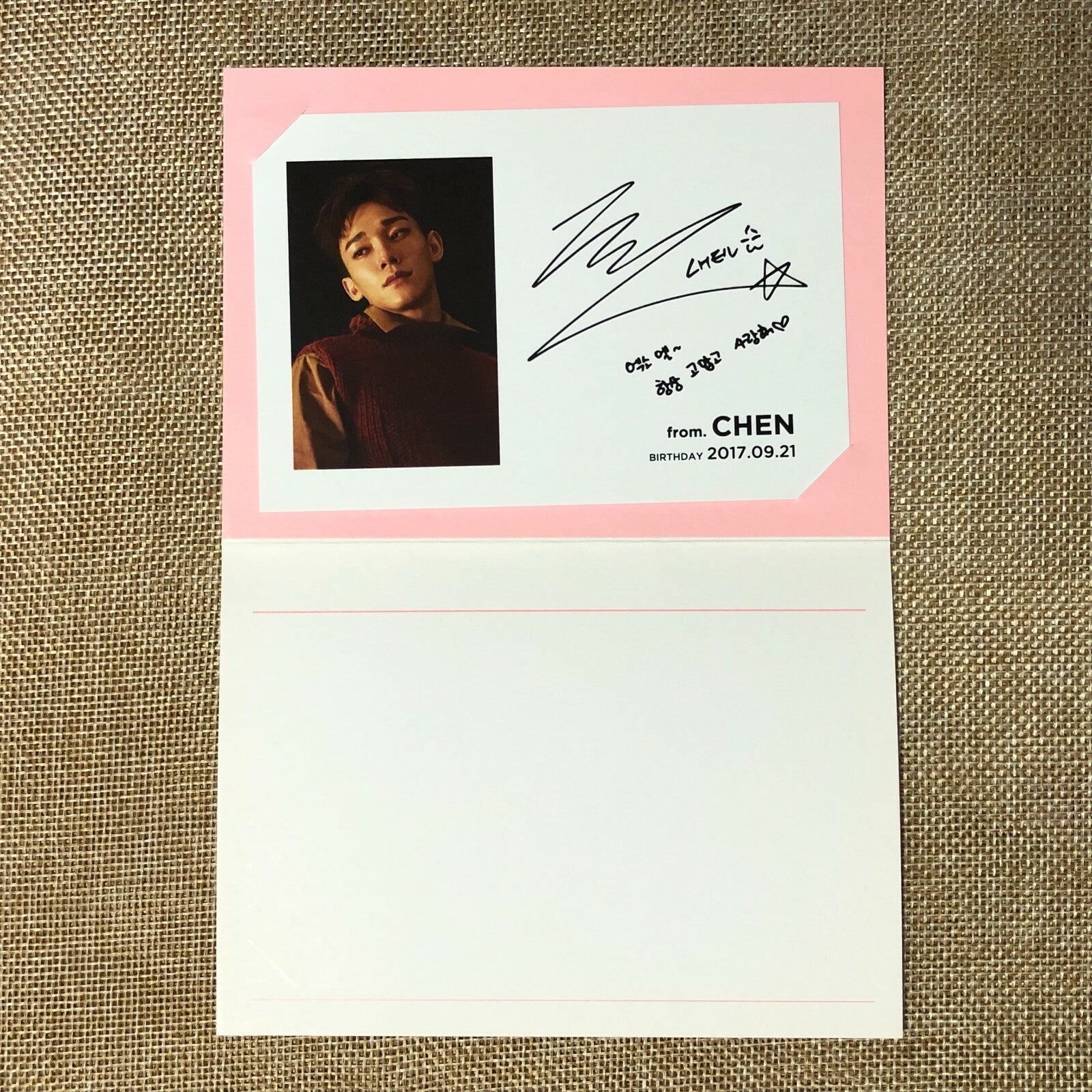 EXO CHEN [ SUM Birthday Card 2017 ] Official Postcard, SM TOWN / New / Gift