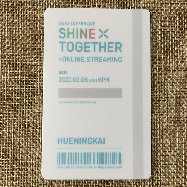 TXT HUENINGKAI [ 2021 Shine Together Fanlive ] Official Card Ticket / New / Gift