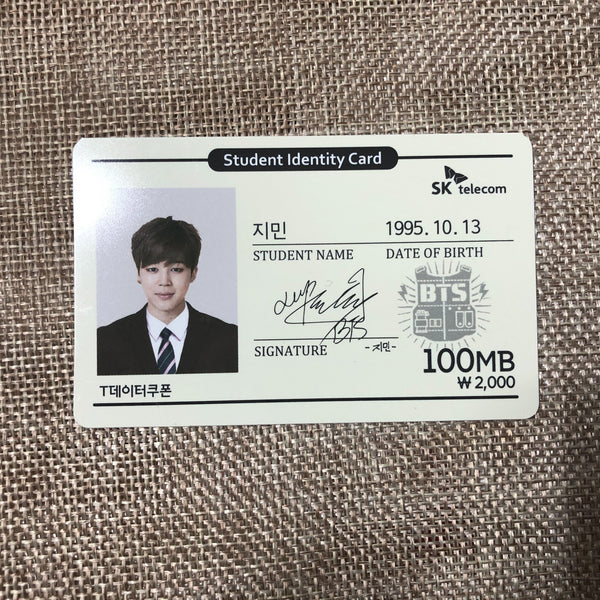 BTS JIMIN [ SKT SK Telecom ] Official Data Coupon Card Photocard / New / Gift