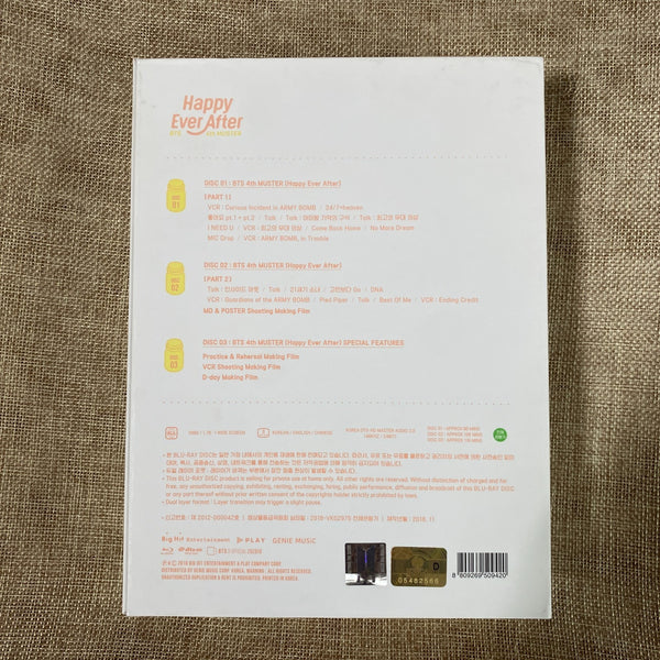 BTS [ 4th Muster Happy Ever After ] Official Blu-ray CD+Photobook+Sticker / New