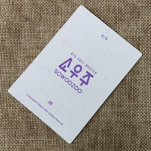 BTS JIN 8/8 [ 2021 Muster SOWOOZOO ] Official Mini Photocard / New / Gift