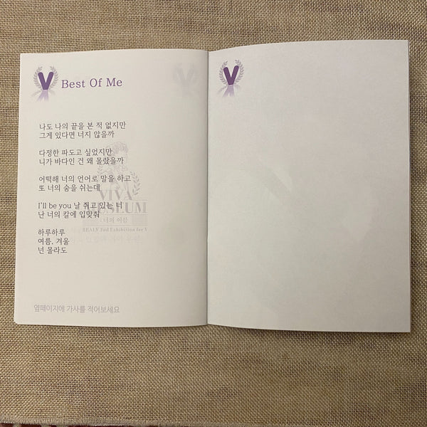 BTS V [ VIVA MUSEUM Exhibition ] Writing Book, RealV / New, Rare / Gift