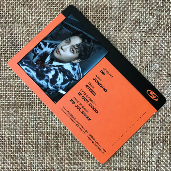 ATEEZ JONGHO [THE WORLD EP.1 : MOVEMENT] Official ID Card Photocard, Z Ver. /+G