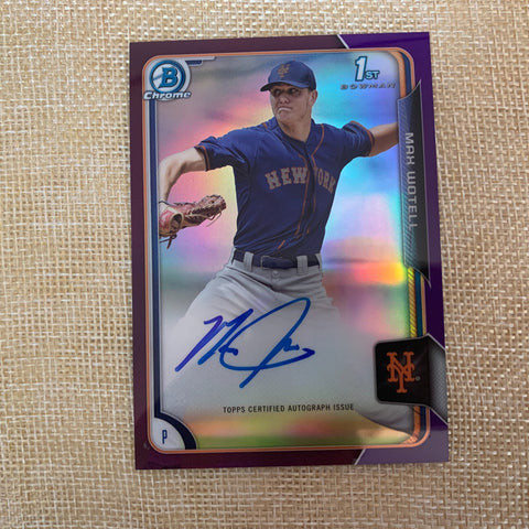 2015 Bowman Chrome Purple Refractor Auto Max Wotell 232 of 250 / Mint / Gift