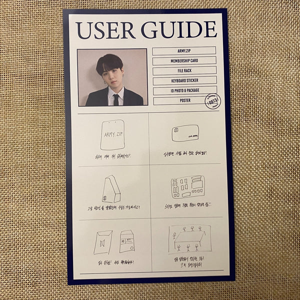 BTS SUGA [Fanclub ARMY 8th Membership Kit] User Guide + Key Sticker + Poster /+G