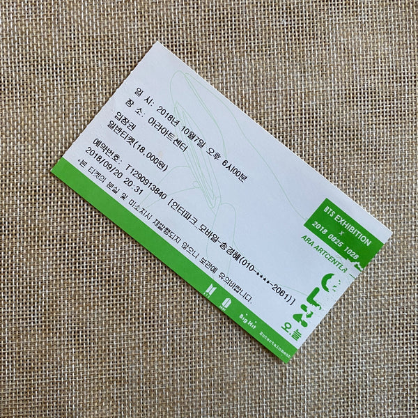 BTS 2018 [ Exhibition 0825 1028 ] Official Ticket / New, Rare / Gift