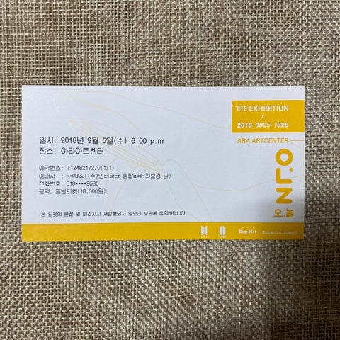 BTS 2018 #3 [ Oh Always Exhibition ] Official Ticket / New, Rare / Gift