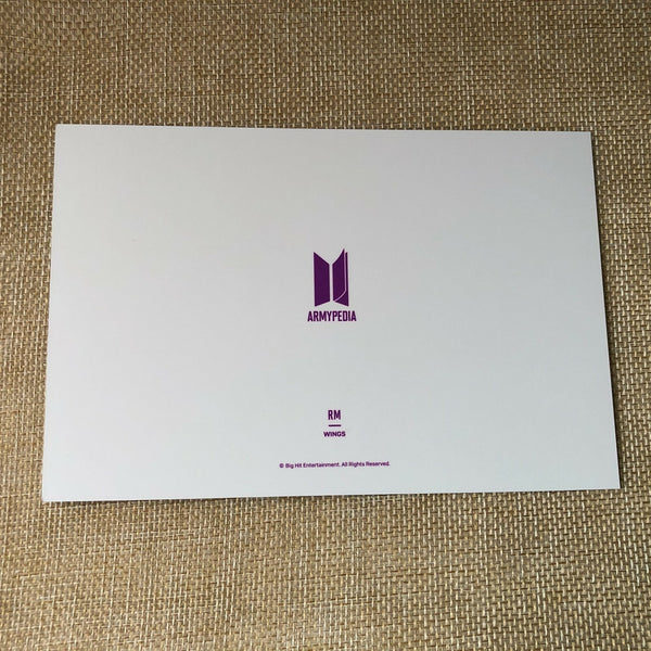 BTS RM [ Armypedia Wings ] Official Postcard Photocard / New / Gift