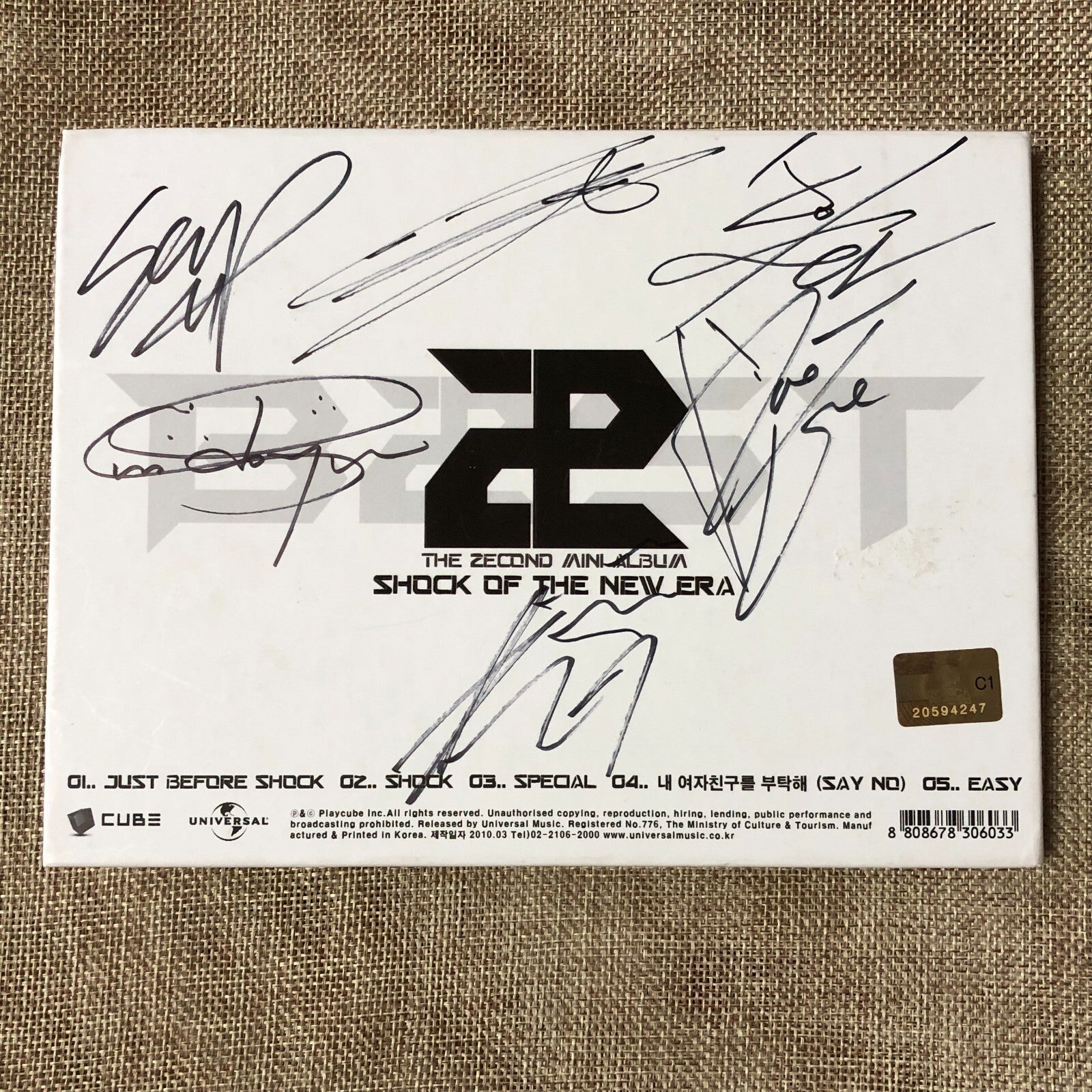 BEAST HAND SIGNED [Shock of the New Era] 2nd Mini Album Autographed, NO PC / New
