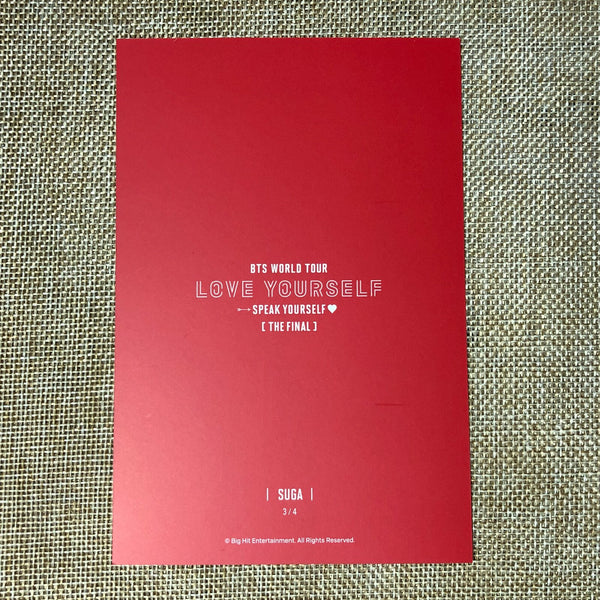 BTS SUGA 3/4 [ Speak Yourself The Final ] Official Postcard Photo / New / Gift