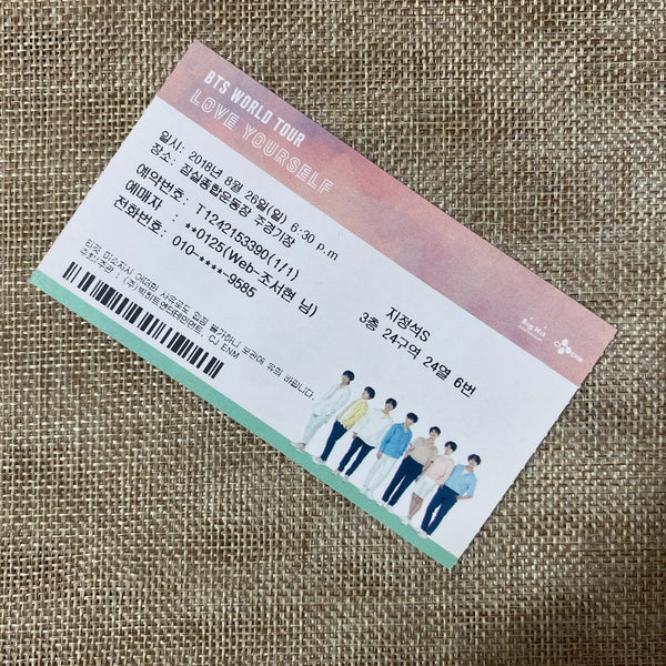 BTS 2018 [Love Yourself Seoul World] Official Concert Ticket / New, Rare / Gift