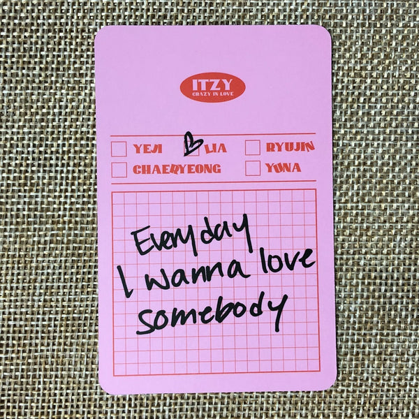 ITZY LIA #2 [ CRAZY IN LOVE ] Official Photocard, 1st Album / New / Gift