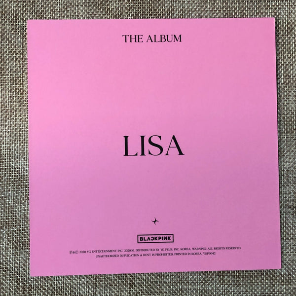 BLACKPINK LISA [ THE ALBUM ] Official Postcard, Ver. 2 / New / Gift