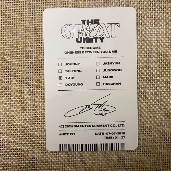 NCT 127 YUTA #4 [The Great Unity MD Memorial] Official Photocard / New, Rare /+G