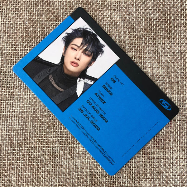 ATEEZ MINGI [THE WORLD EP.1 : MOVEMENT] Official ID Card Photocard, A Ver. /+G