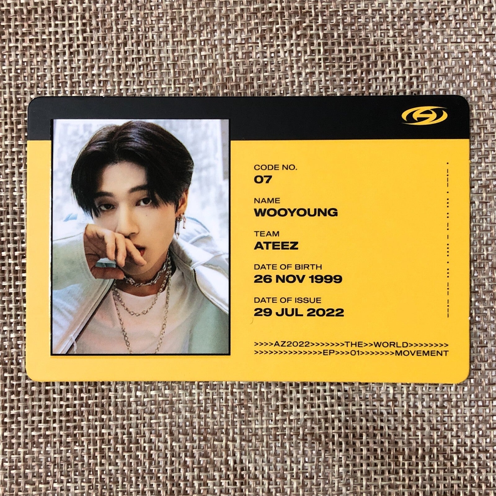 ATEEZ WOOYOUNG [THE WORLD EP.1 : MOVEMENT] Official ID Photocard, Diary Ver. /+G