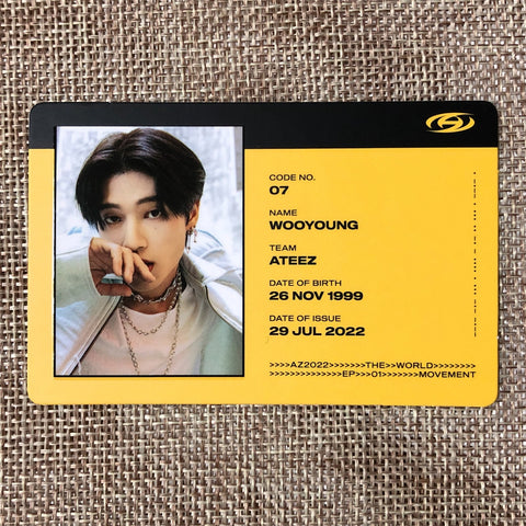 ATEEZ WOOYOUNG [THE WORLD EP.1 : MOVEMENT] Official ID Photocard, Diary Ver. /+G