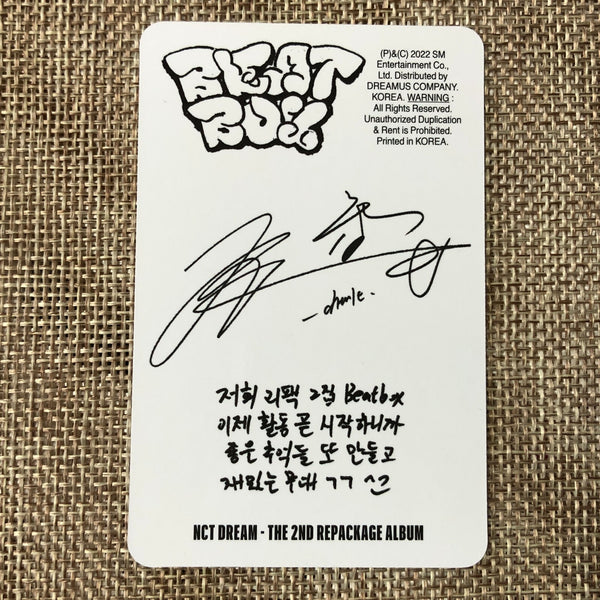 NCT DREAM CHENLE [ BEATBOX ] Official Photocard, Digipack / New / Gift