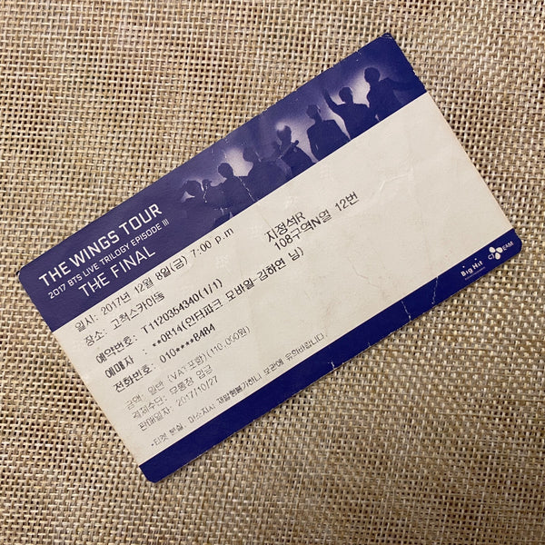 BTS 2017 #1 [The Wings Tour The Final] Official Concert Ticket / Mint, Rare /+G