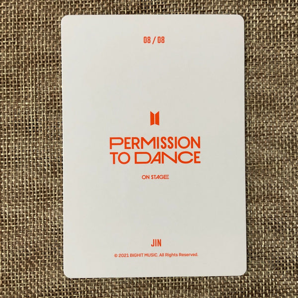 BTS JIN 8/8 [PTD PERMISSION TO DANCE ON STAGE] Official Mini Photocard / Gift