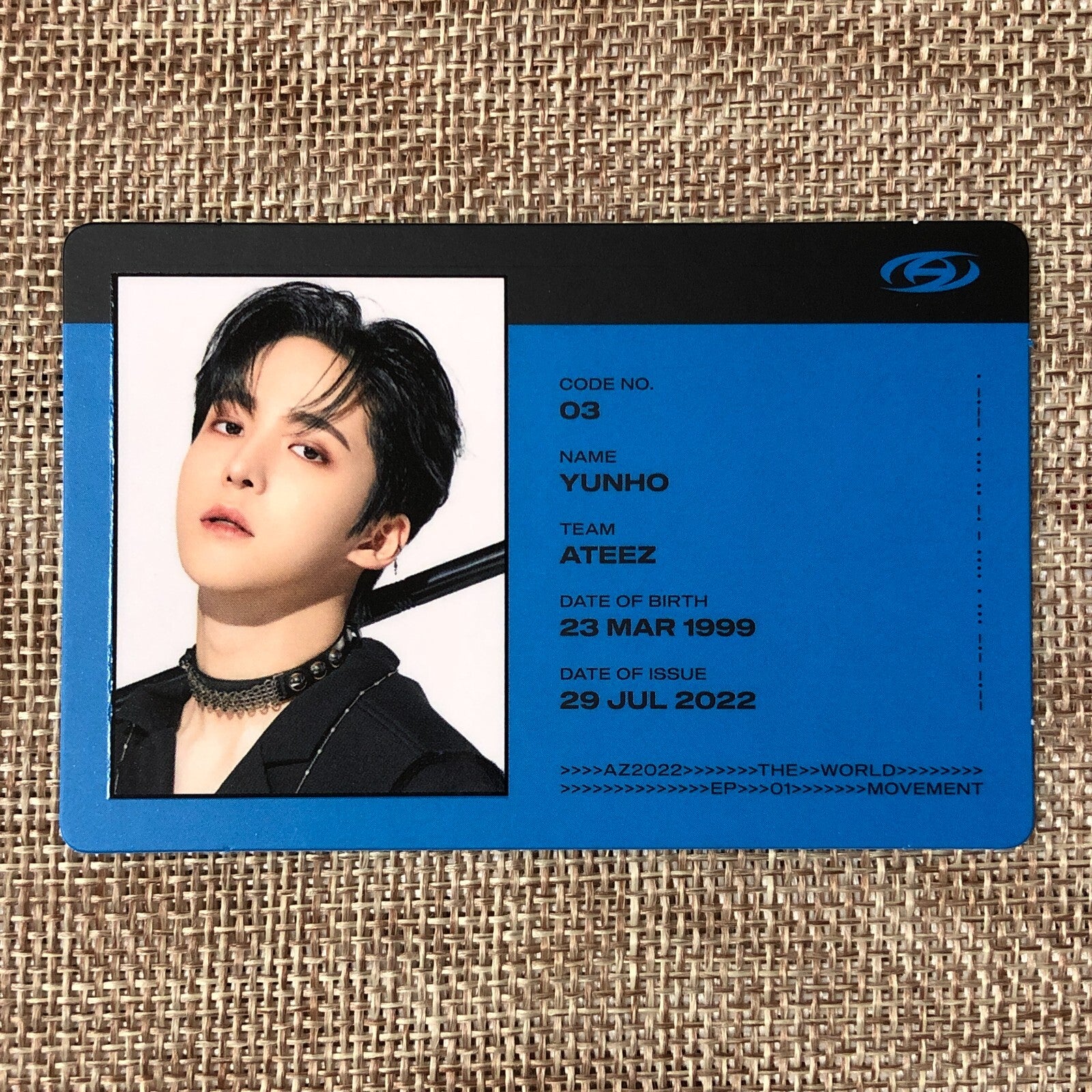 ATEEZ YUNHO [THE WORLD EP.1 : MOVEMENT] Official ID Card Photocard, A Ver. /+G