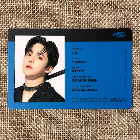 ATEEZ YUNHO [THE WORLD EP.1 : MOVEMENT] Official ID Card Photocard, A Ver. /+G