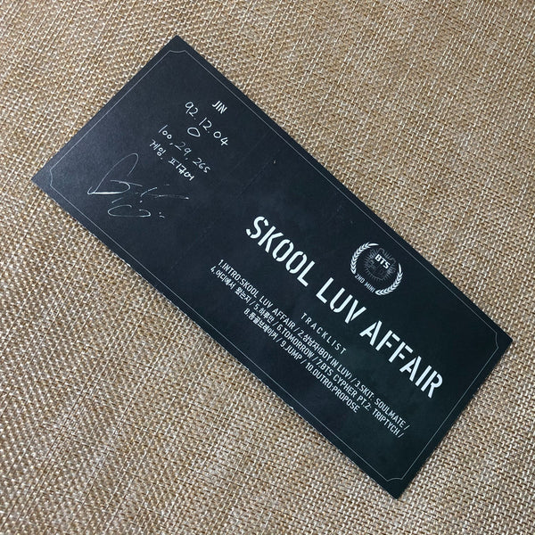 BTS JIN #2 [ SKOOL LUV AFFAIR ] Official Photocard, 2nd Mini Album / New / Gift